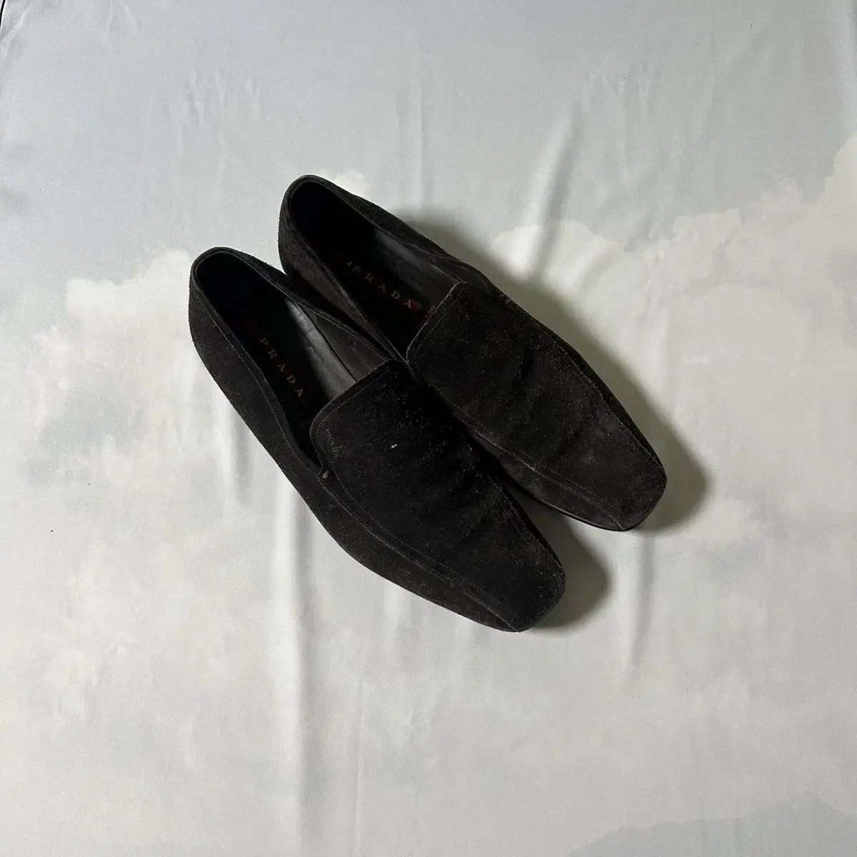 Prada sports suede dark brown loafers