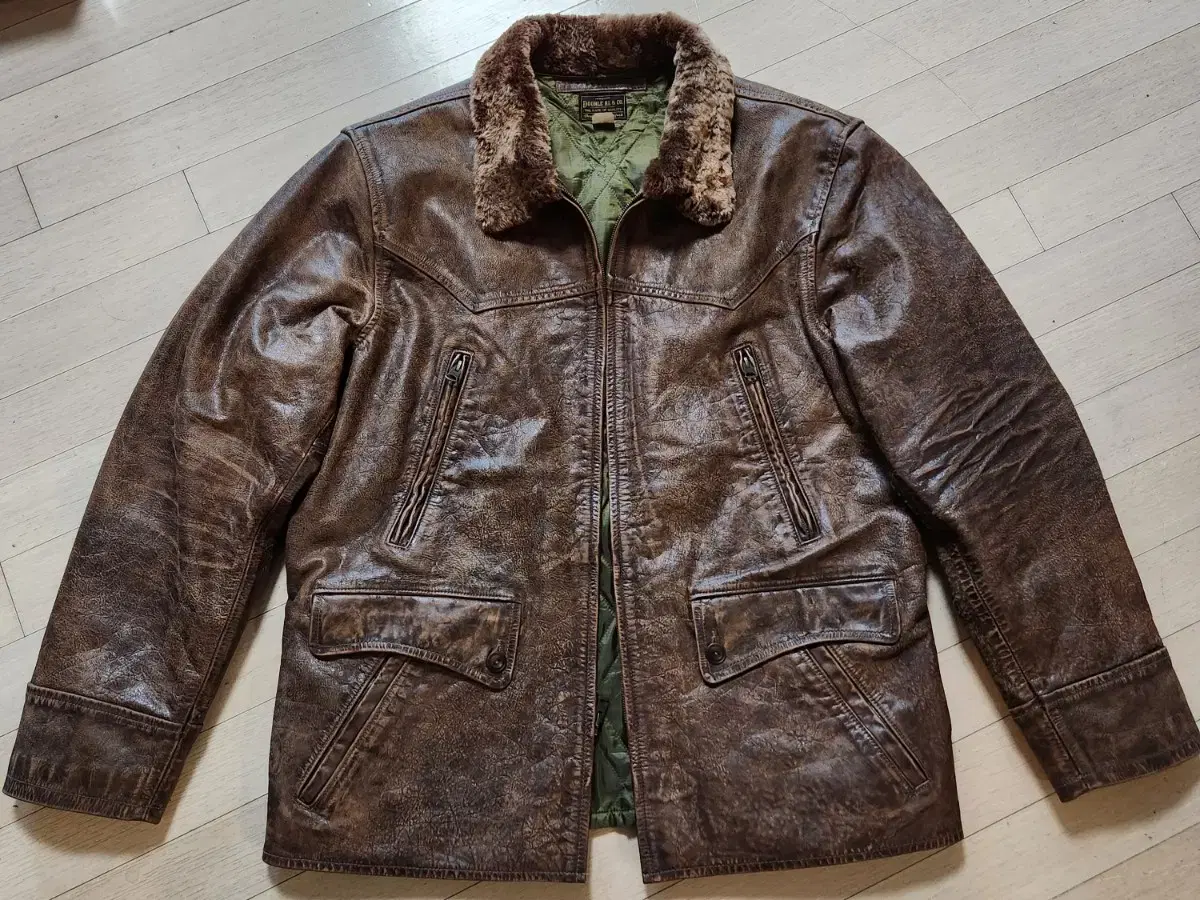 RRL Ralph Lauren / Shearling and wren leather car coat / XL 110 XXL