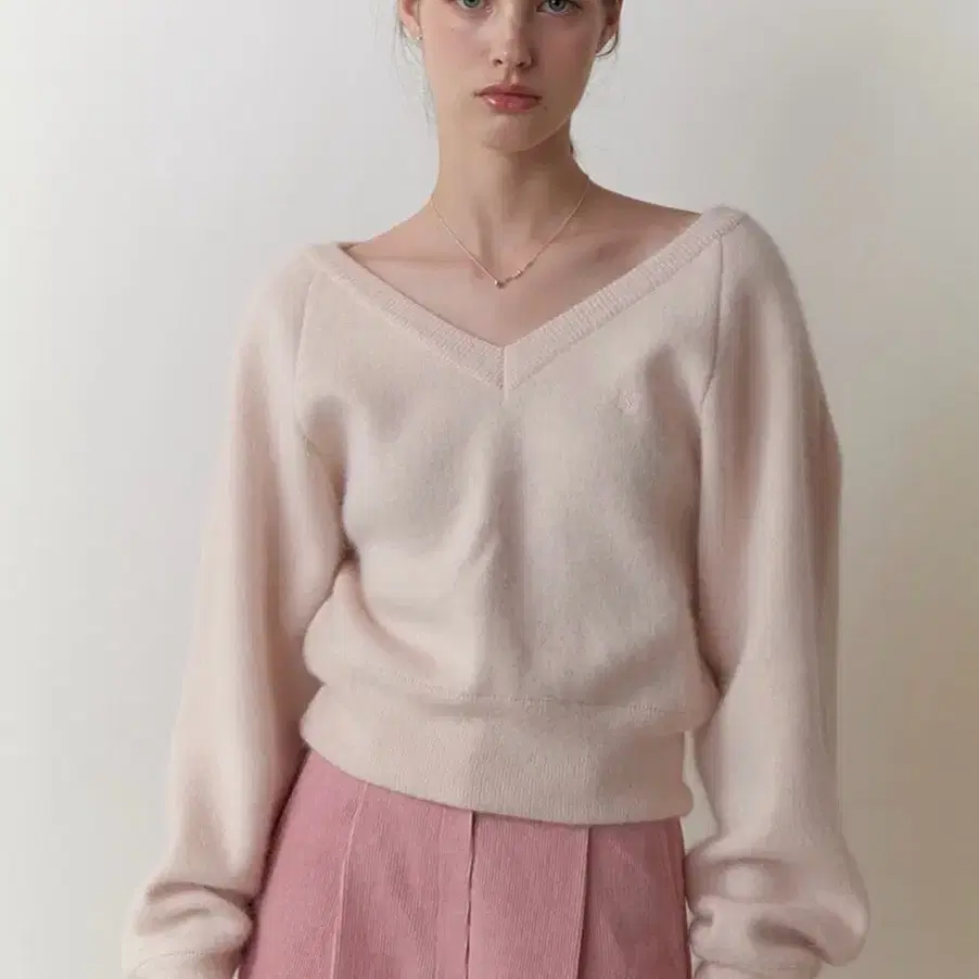 리엘(re_l) Angora logo v knit (baby pink)