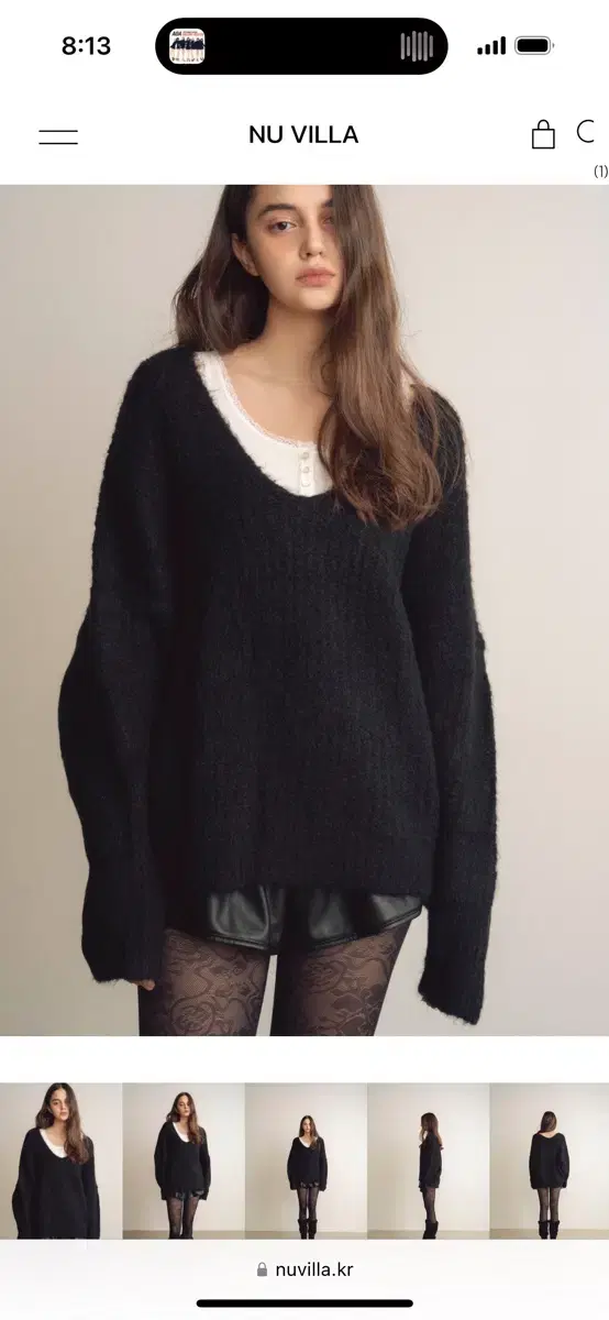 오브네어 SMOOTH ALPACA KNIT BLACK