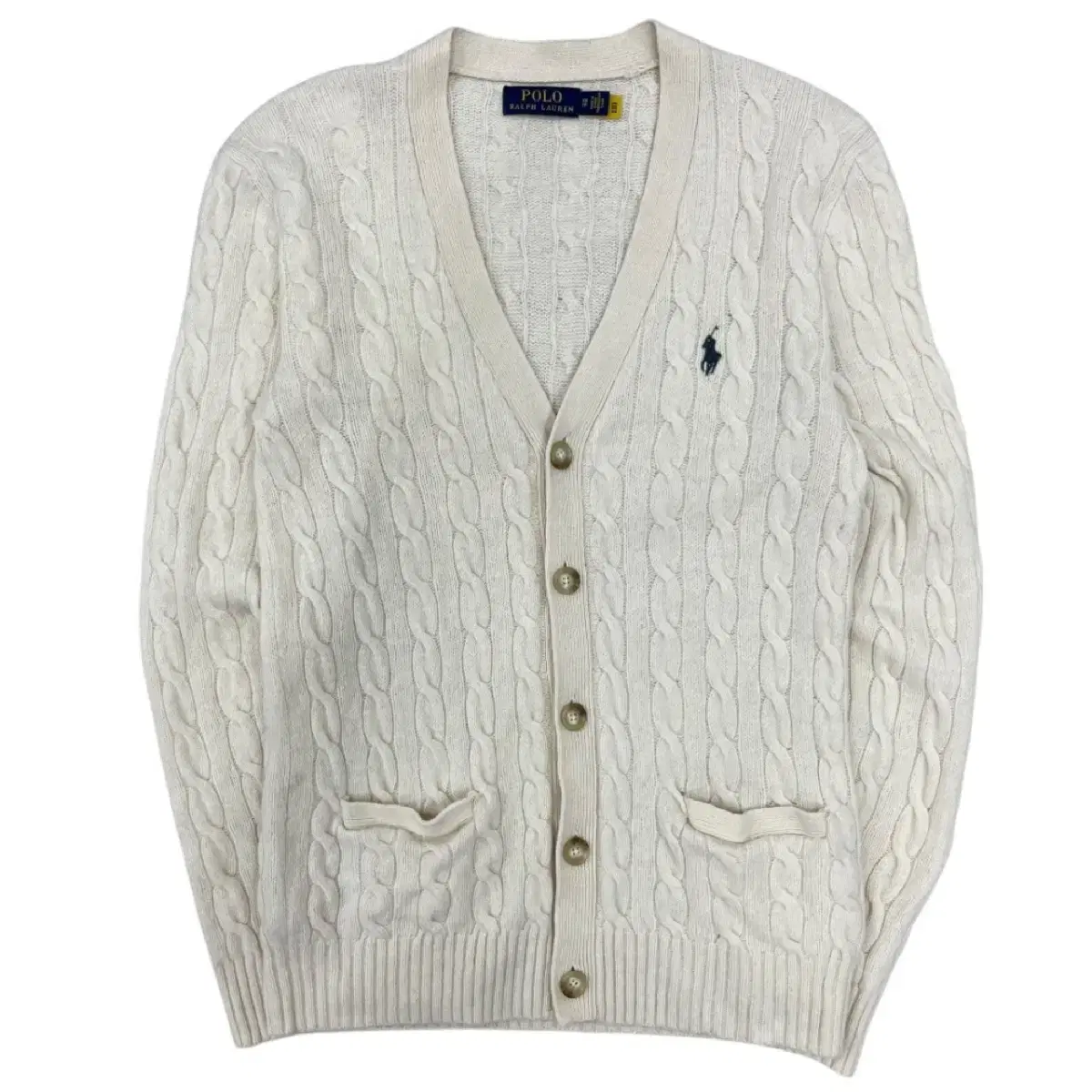 Polo Ralph Lauren Navy Pony Ivory Pretzel Cardigan XS