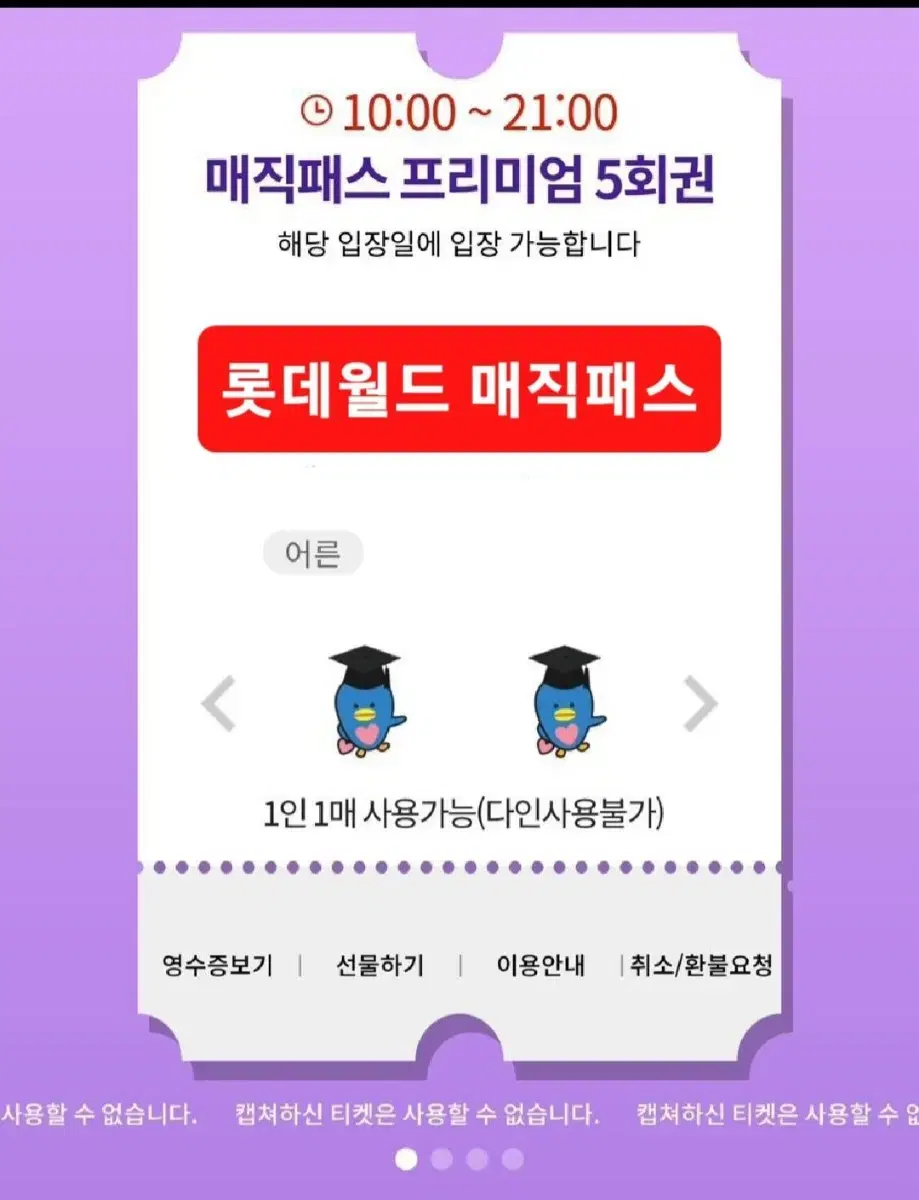 롯데월드 매직패스 5회/7회권 판매(예약가능)