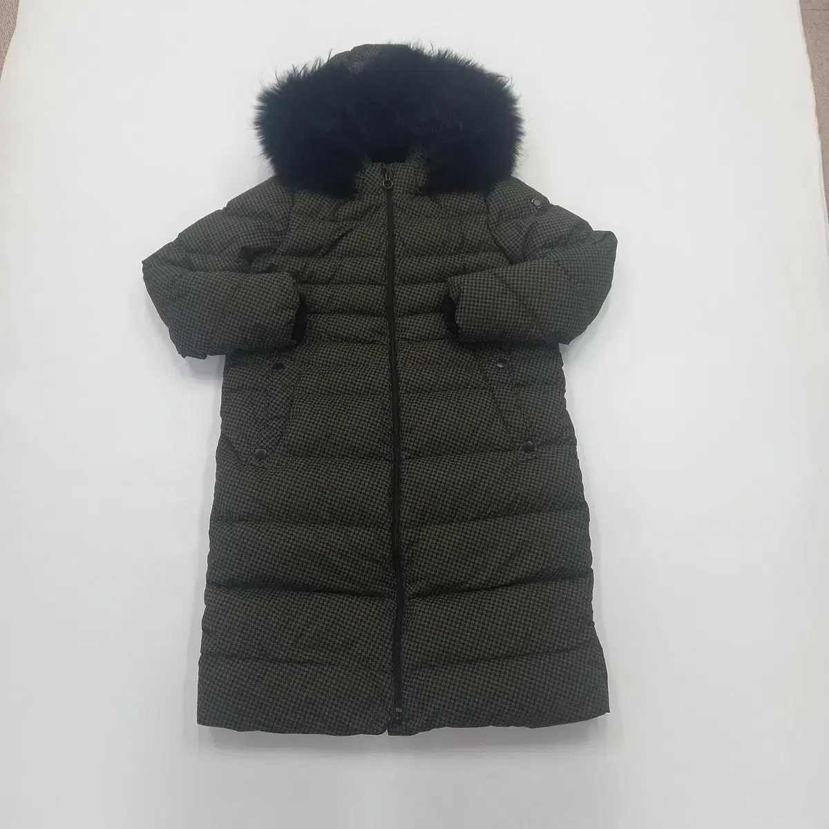 Wide-angle goose hooded zip-up long puffer 95 (2378)