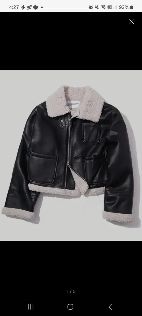 Placestudio Solid Neutral Fleece Fleece and Leather Crop Mustang Jacket