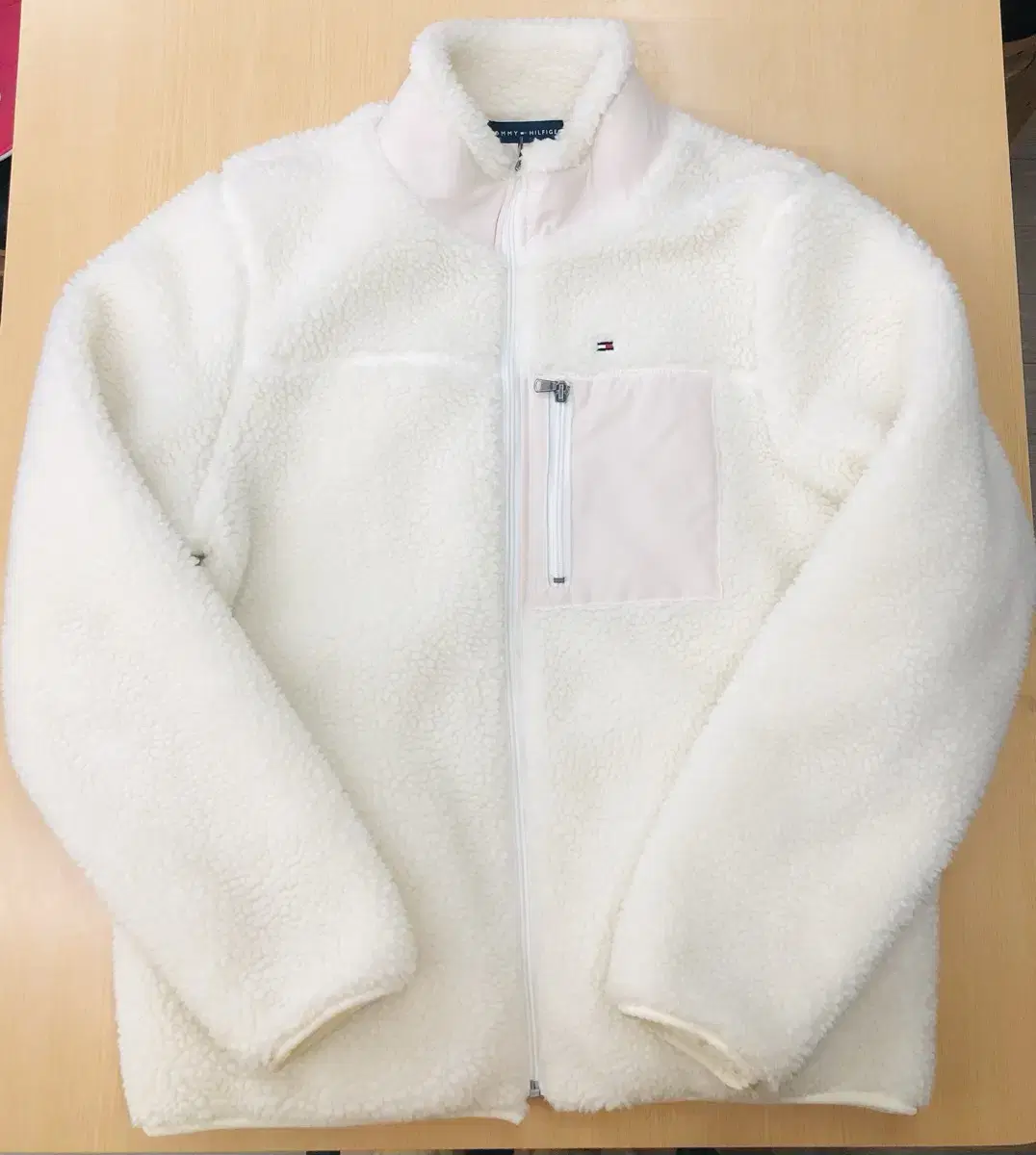 Tommy Hilfiger Fleece Puffer Jacket size L White Genuine