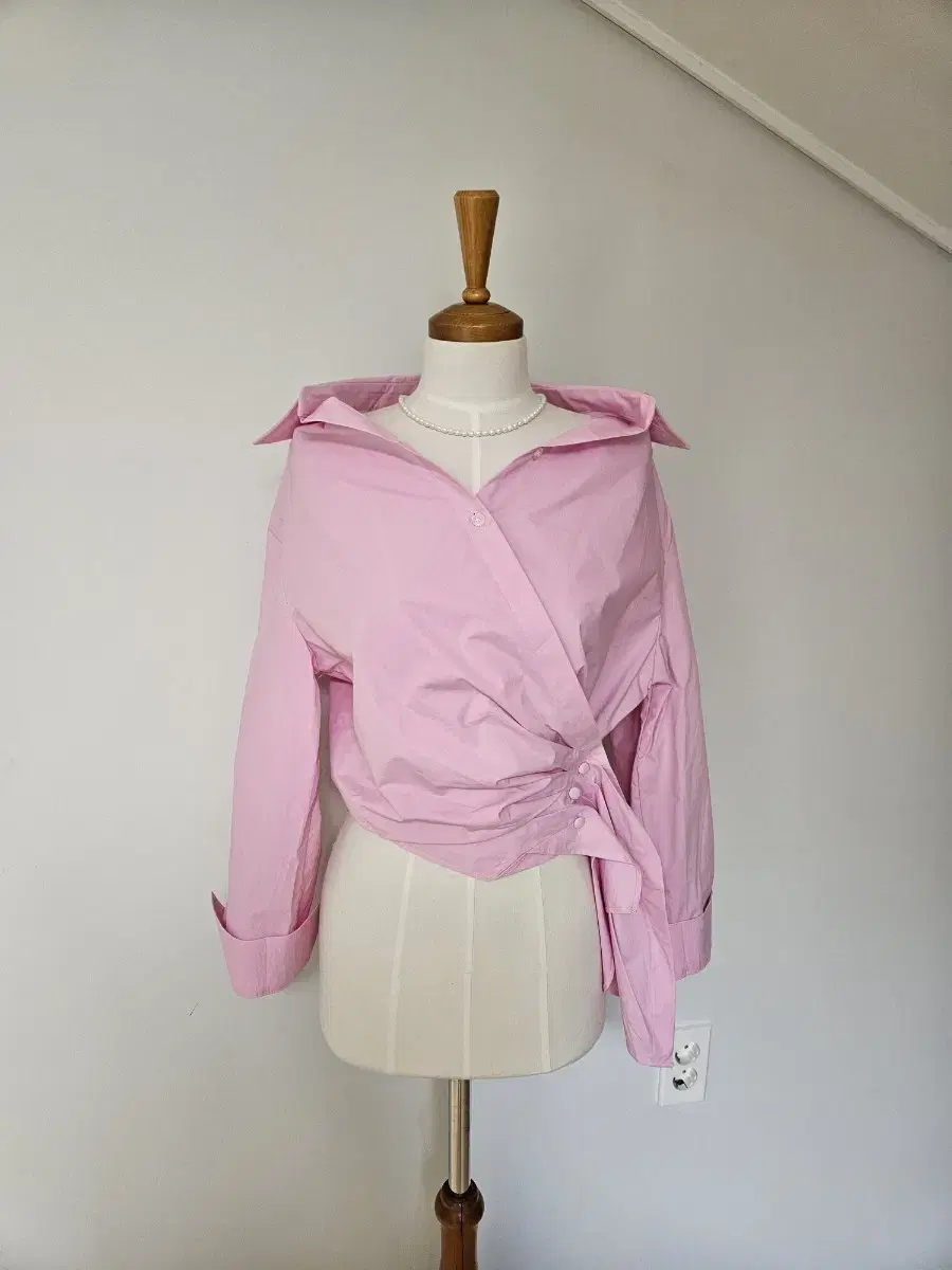 (신상/바배) side button shirring blouse shirt (sora,min,eye,pink)