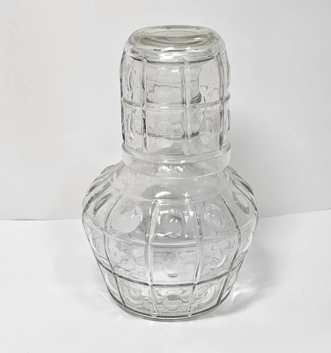 Set of old glass water bottle cups