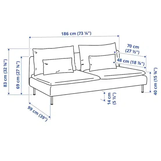 이케아 쇠데르함 3인용 소파