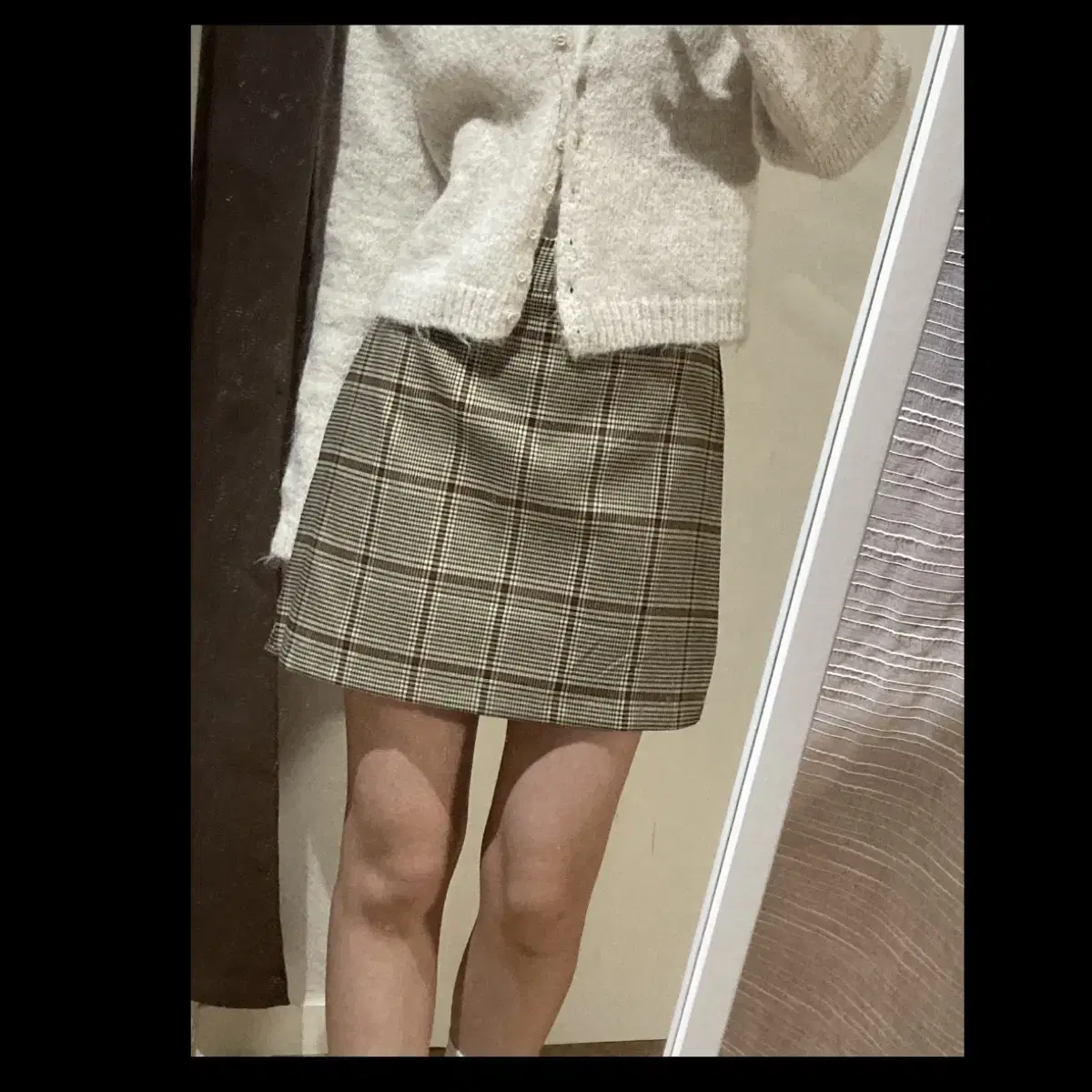 Brown checked skirt and pants skirt