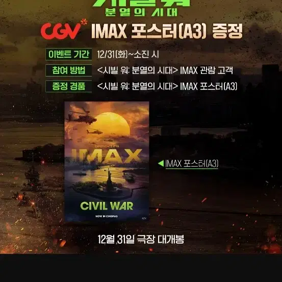 시빌 워:분열의 시대 IMAX 포스터  (A3) 팝니다