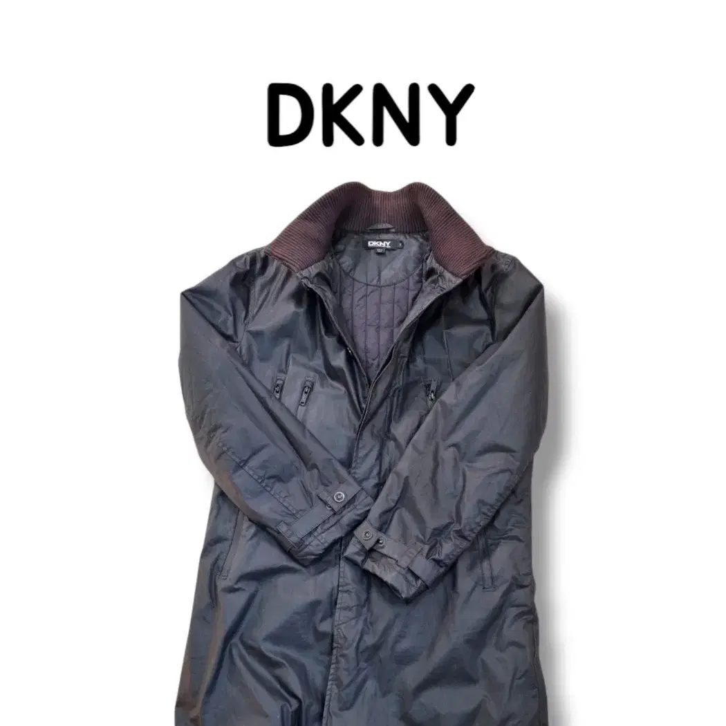 왁스 텍스쳐 원단 명품 DKNY 실사이즈 95 롱코트