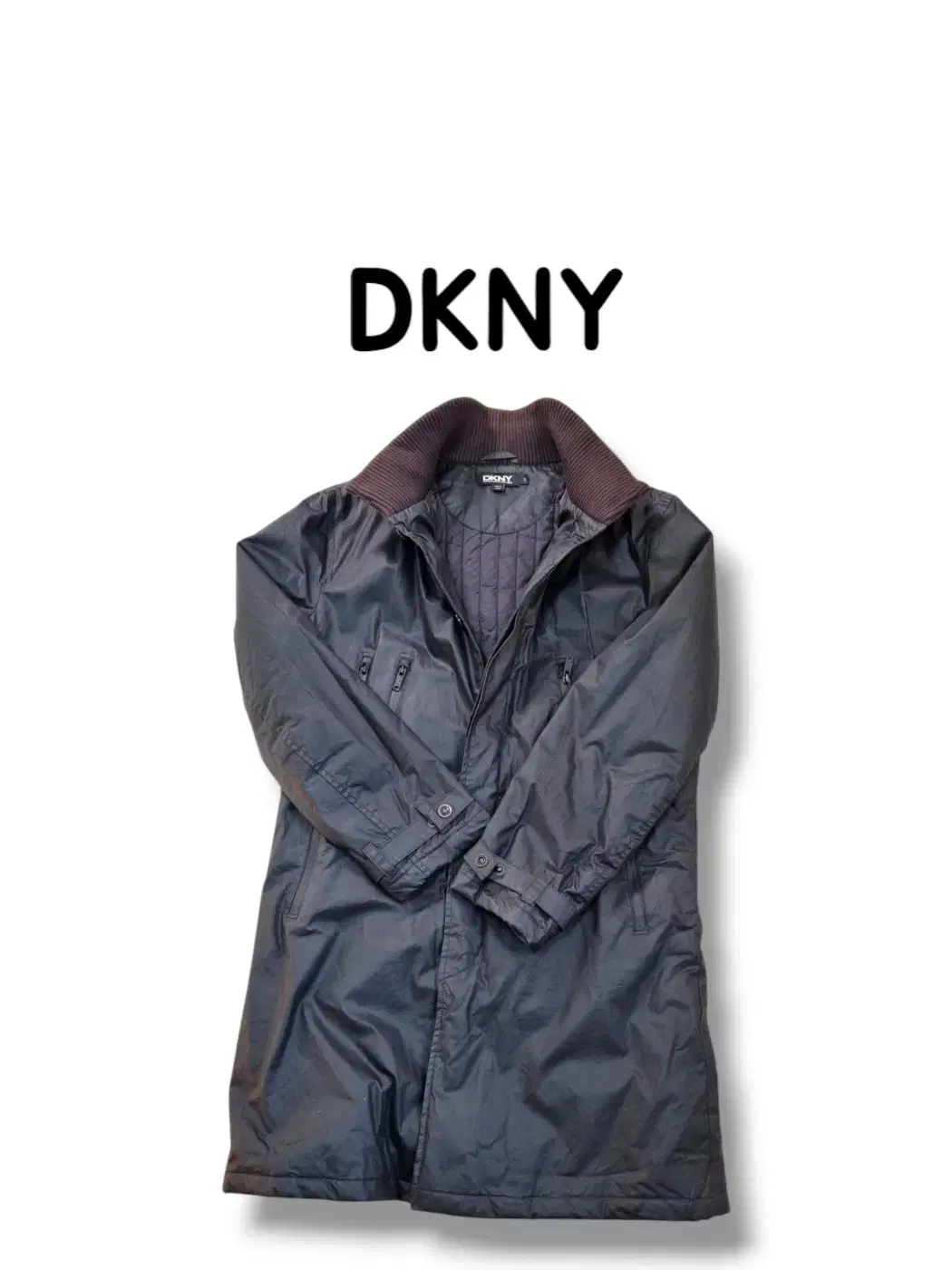 왁스 텍스쳐 원단 명품 DKNY 실사이즈 95 롱코트