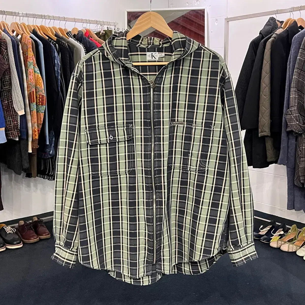 [TAFFO] [L] CK Calvin Klein Check Hooded Jacket