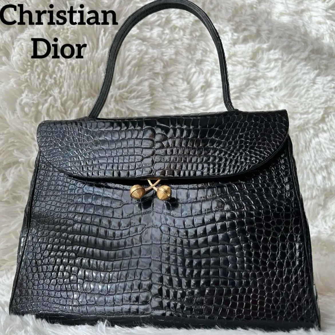 vintage Christian Dior 악어 가죽 사용 핸드백