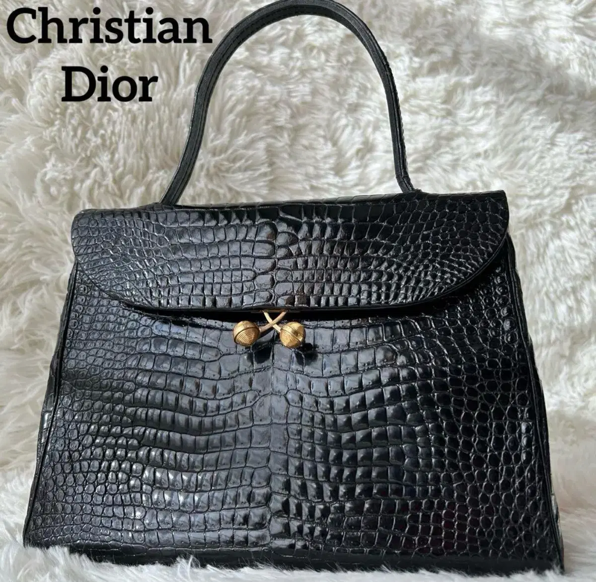 vintage Christian Dior 악어 가죽 사용 핸드백