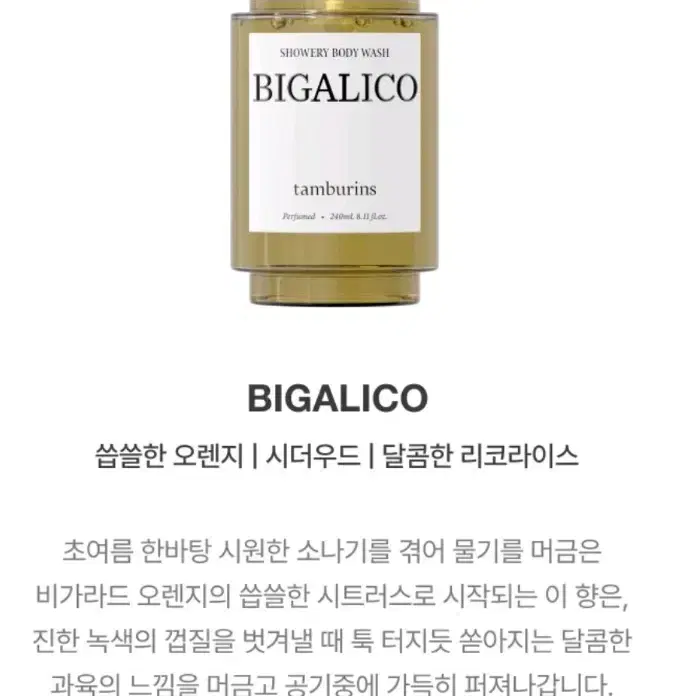 [새상품] 탬버린즈 바디워시 BIGALICO 240ml