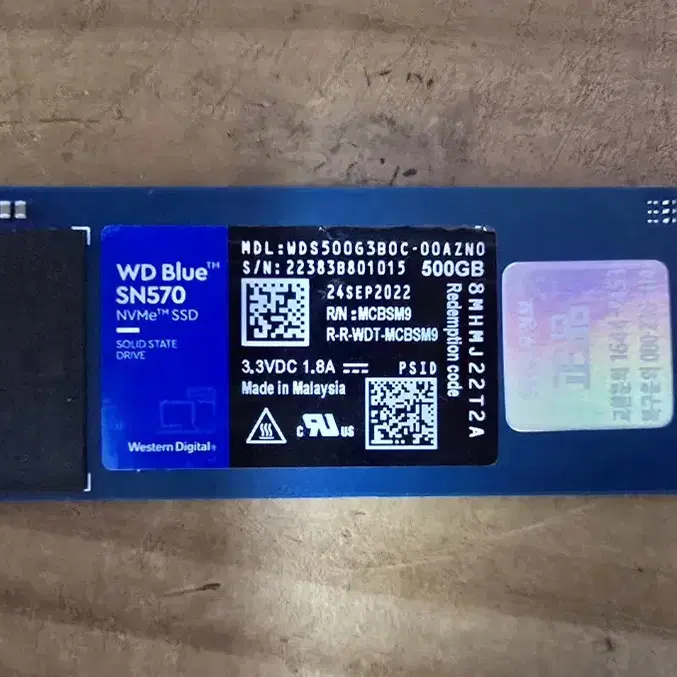 WD Blue SN570 M.2 NVMe 500GB 판매합니다