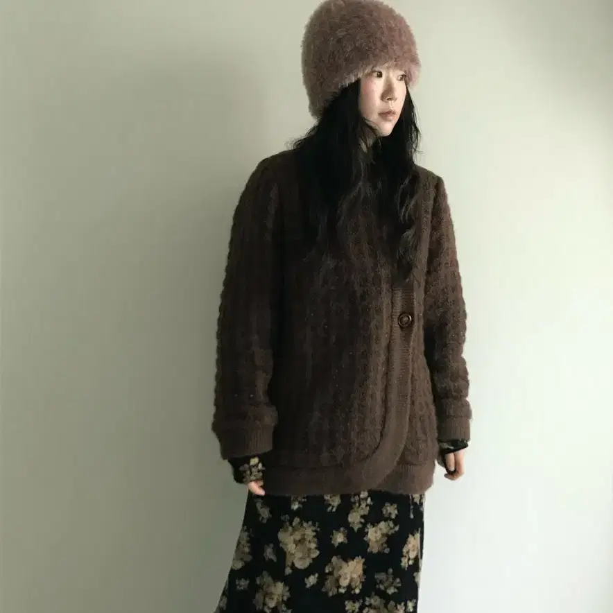 vintage brown button cardigan