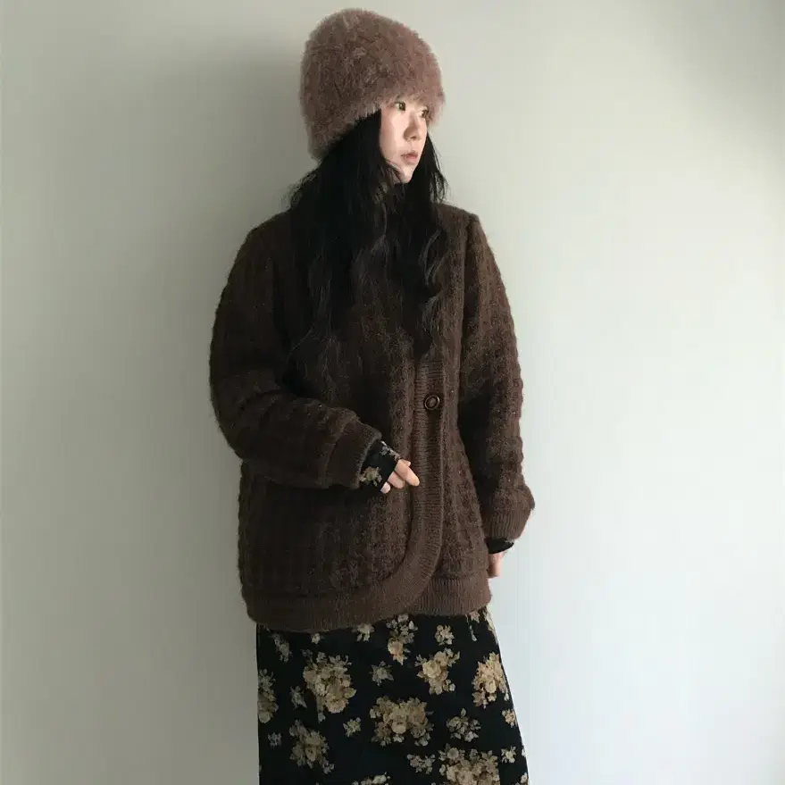 vintage brown button cardigan