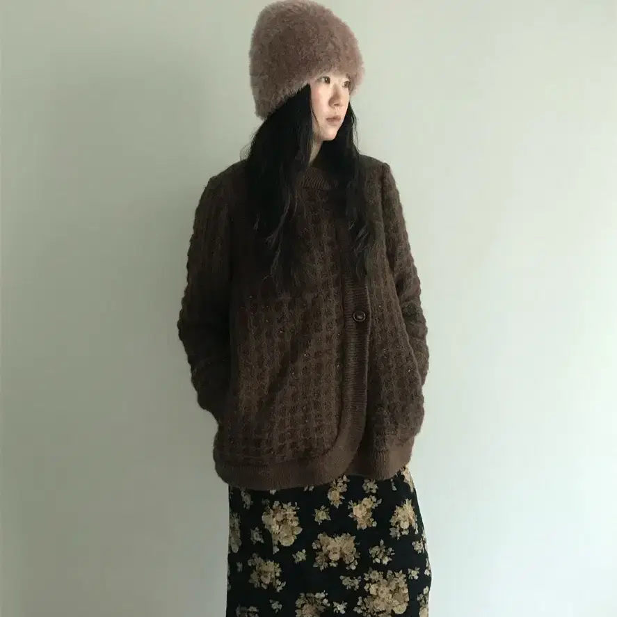 vintage brown button cardigan