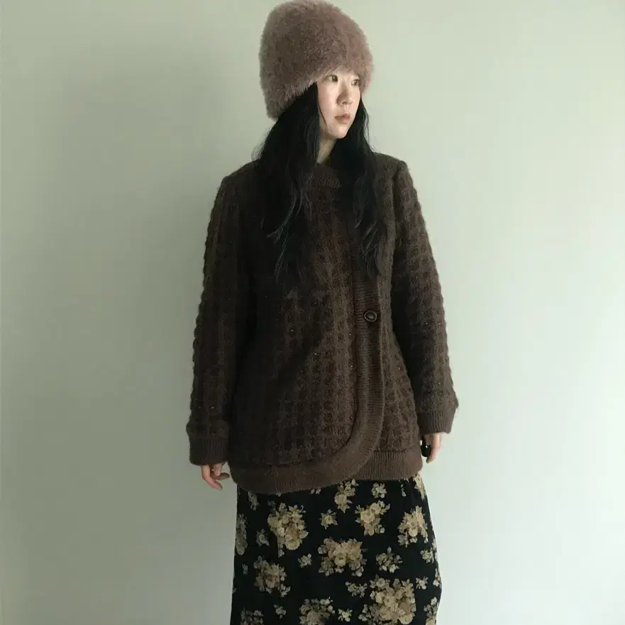 vintage brown button cardigan