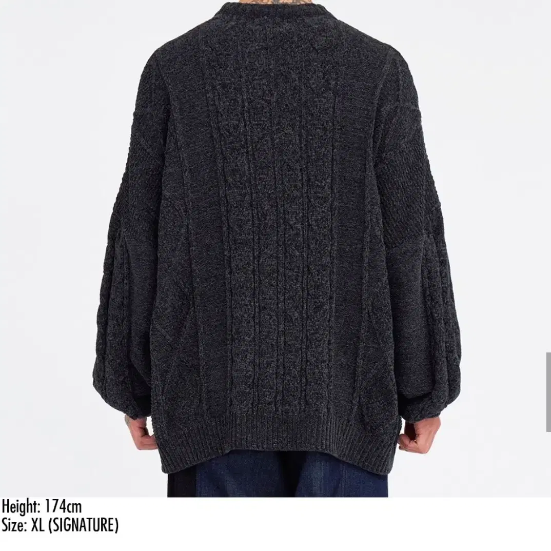 Velvet Cable Stitch Sweater [CHARCOAL]