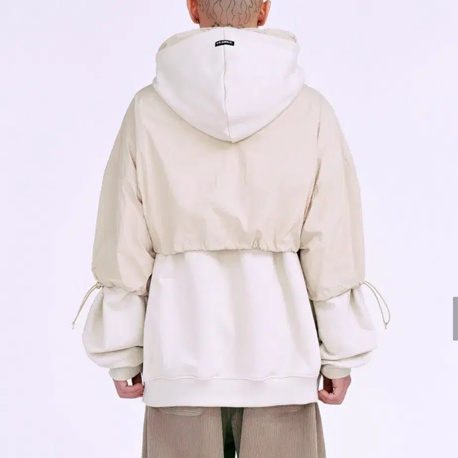 Layered Nylon Hoodie [BEIGE]