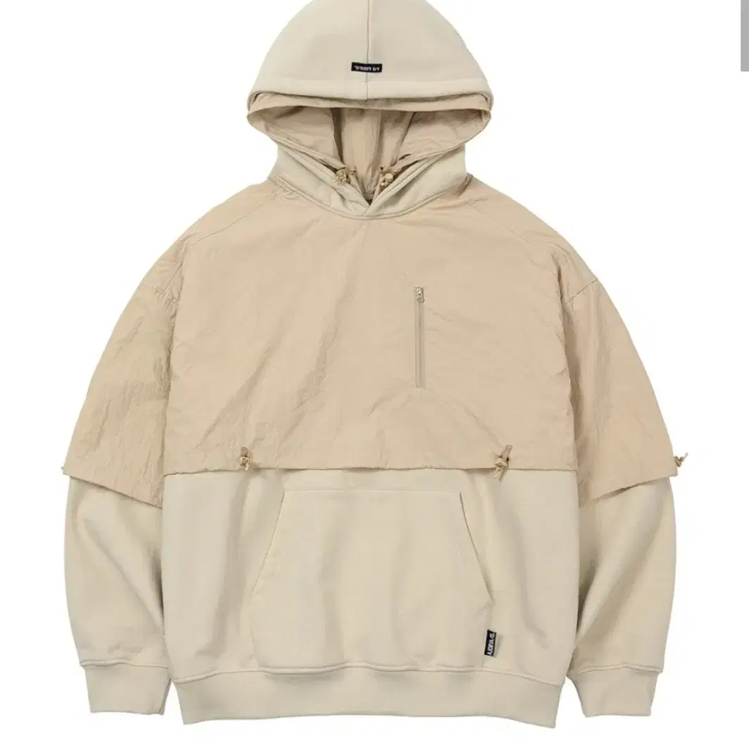 Layered Nylon Hoodie [BEIGE]