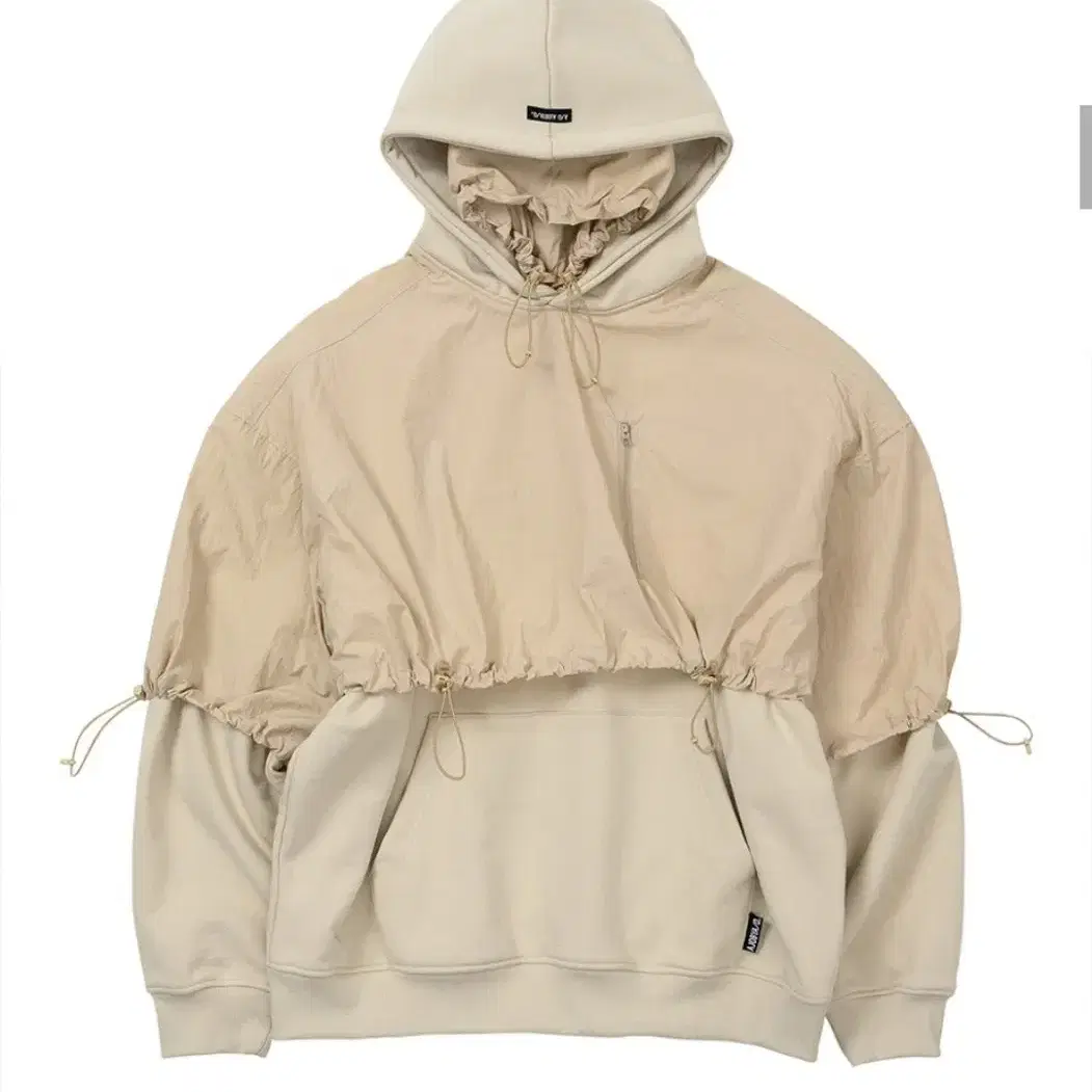 Layered Nylon Hoodie [BEIGE]