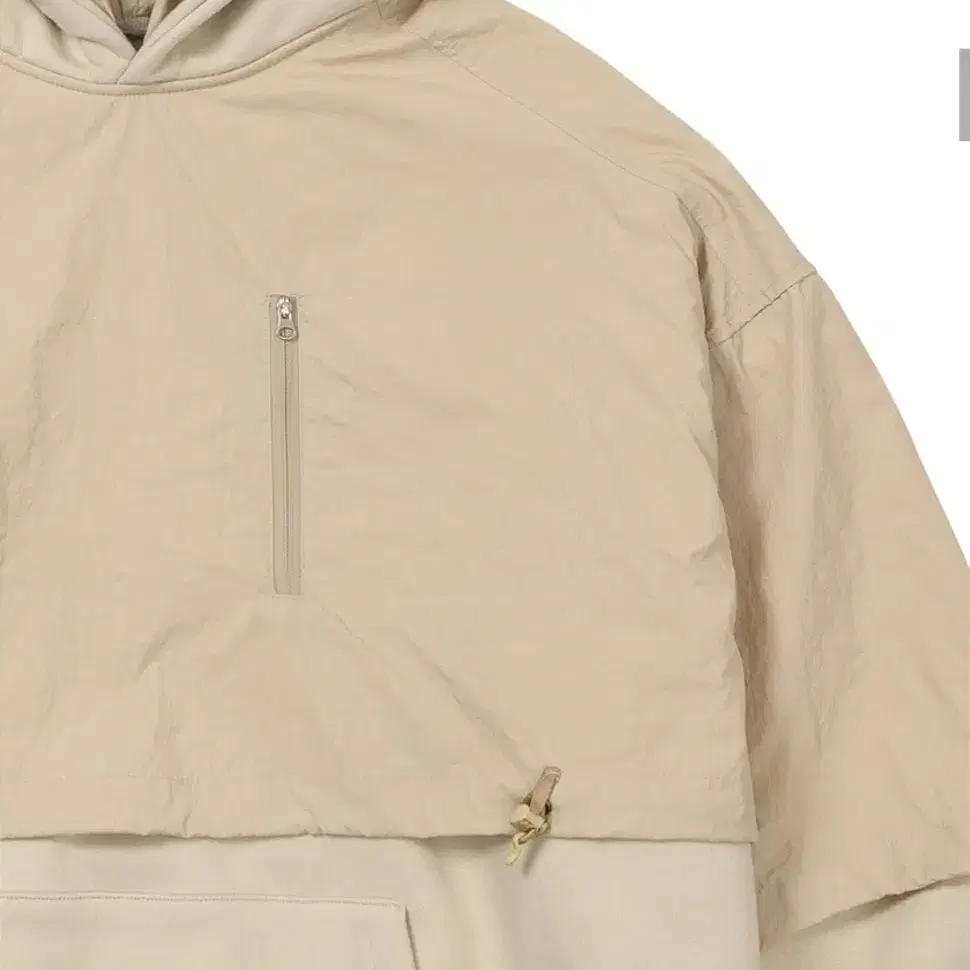 Layered Nylon Hoodie [BEIGE]