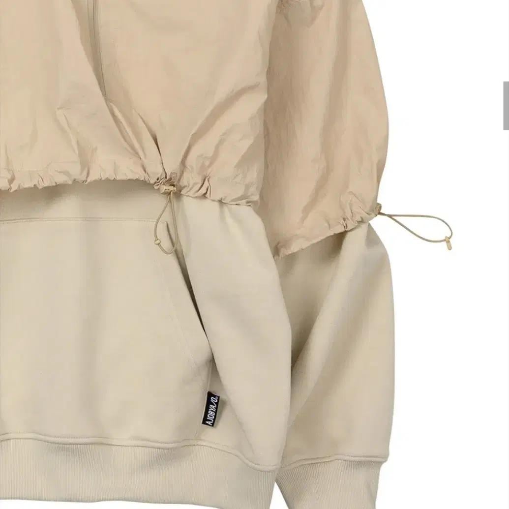 Layered Nylon Hoodie [BEIGE]