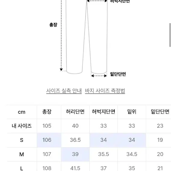 인템포무드 커브드 와이드 데님 S size(크림색)