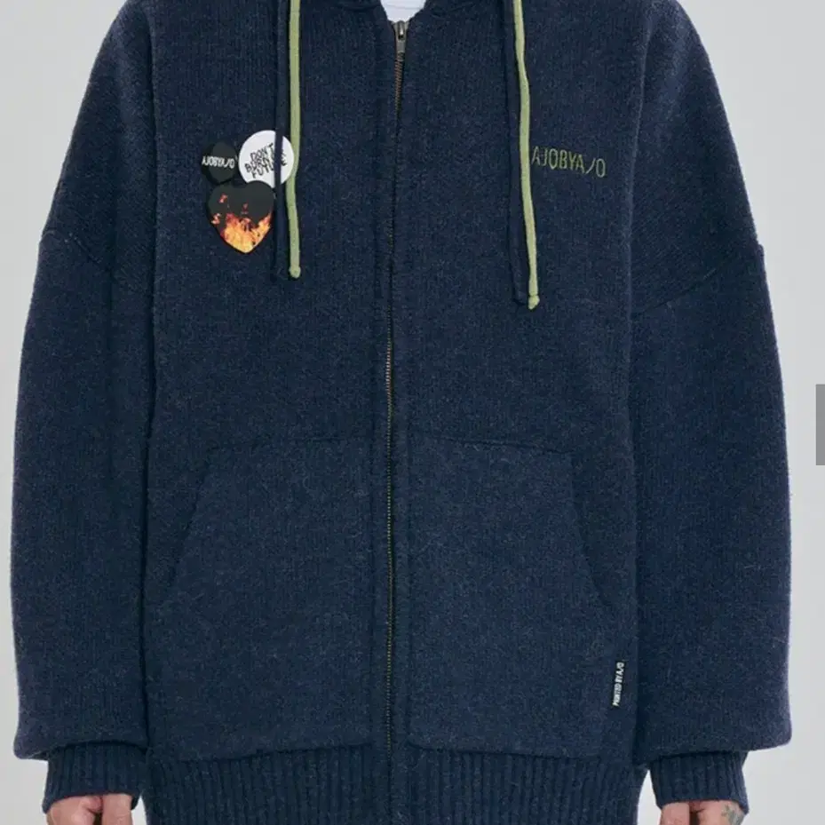 DBOF Wool Knit Zip-Up Hoodie [NAVY]