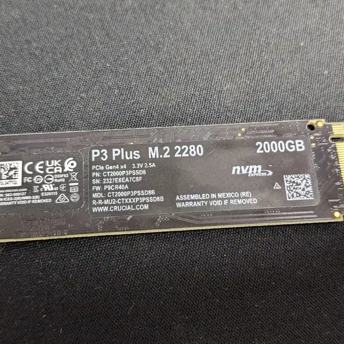 [사용시간0분]마이크론 nvme ssd p3 plus 2TB 판매합니다.