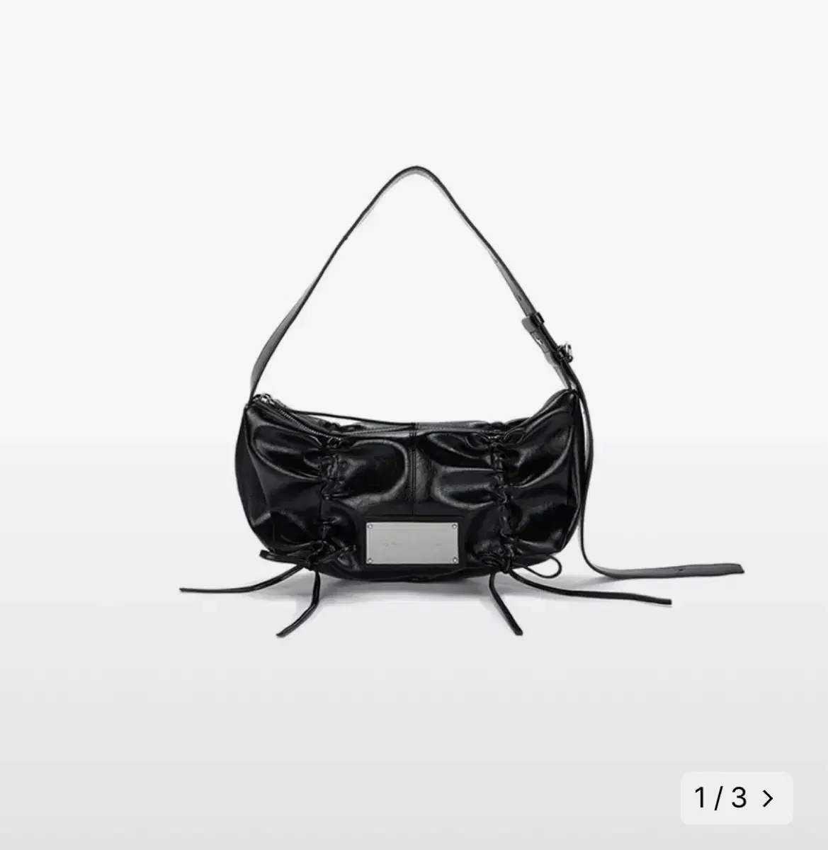 마땡킴-HALF SHIRRING RIBBON ROUND BAG  (BK)