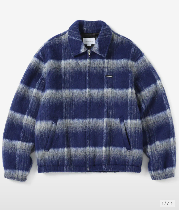 디스이즈네버댓 Brushed Check Zip Jacket Blue