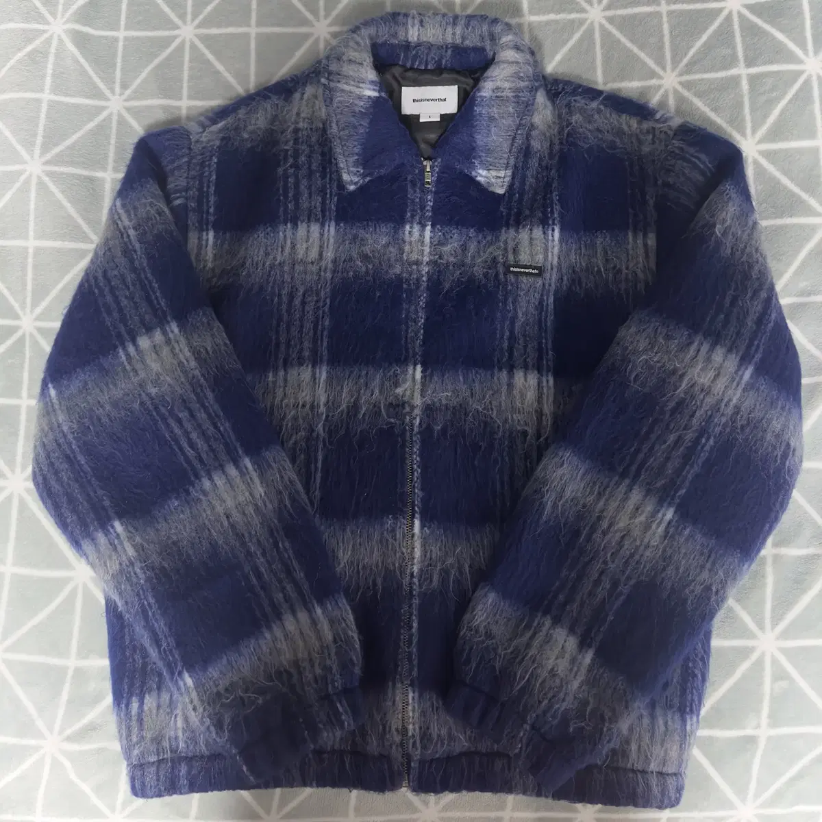 디스이즈네버댓 Brushed Check Zip Jacket Blue