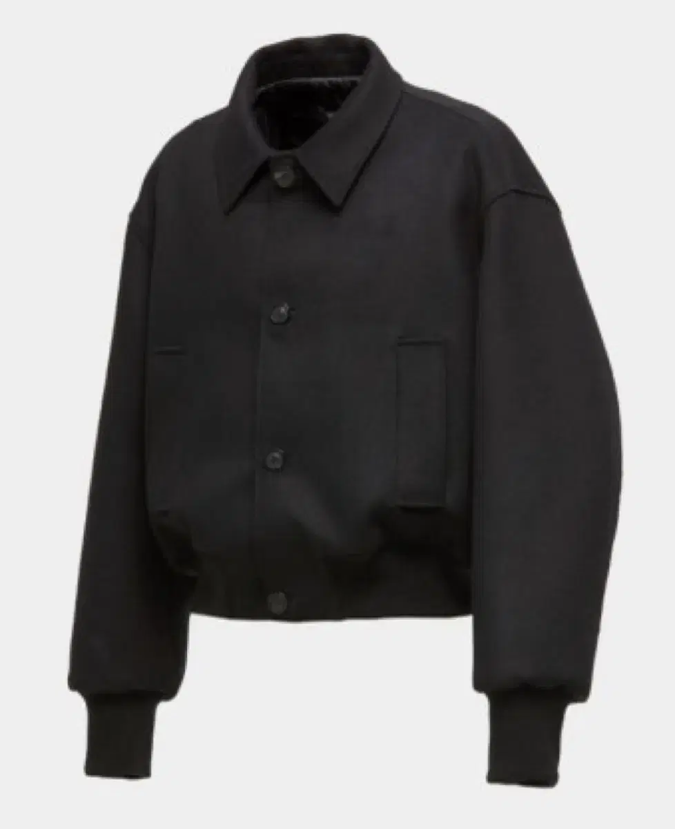 [M] COUR MTR Button-up Cropped Bomber Jacket (Black)