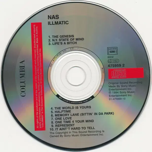 Nas - Illmatic (CD) 유럽반 1994 NM-