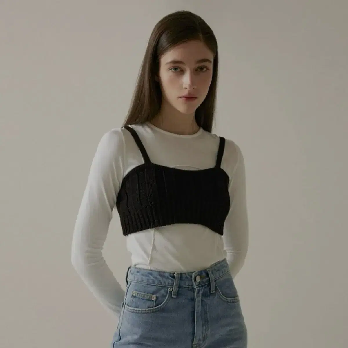 샤드라마 검정 뷔스티에 Cropped Knit Bustier [BLACK