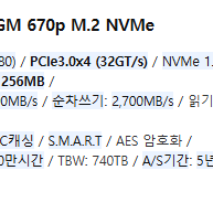 인텔 SOLIDIGM 670p M.2 NVMe (2TB)팔아요