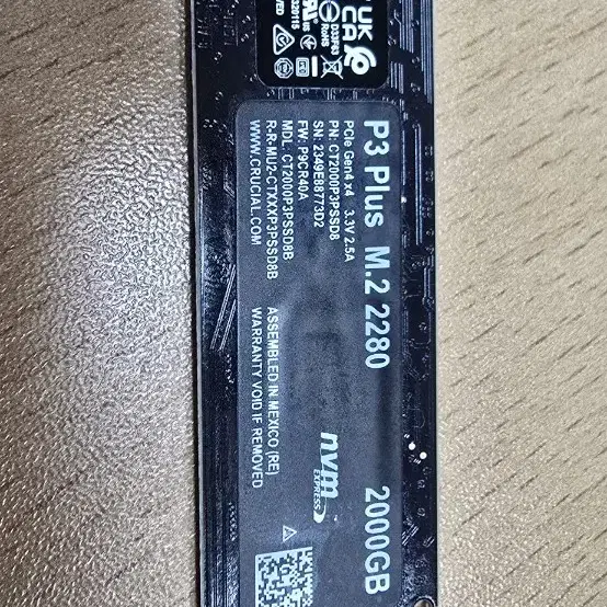 마이크론 P3 plus 2Tb M2. NVME.SSD(Gen4)