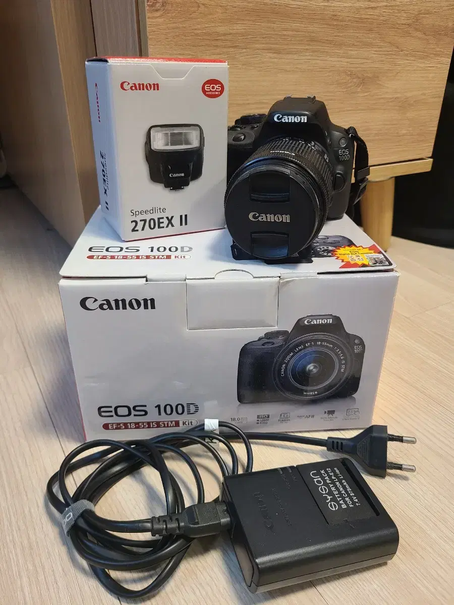 Canon Genuine EOS 100D 18-55 Kit Boxed Full Set + 270EX II