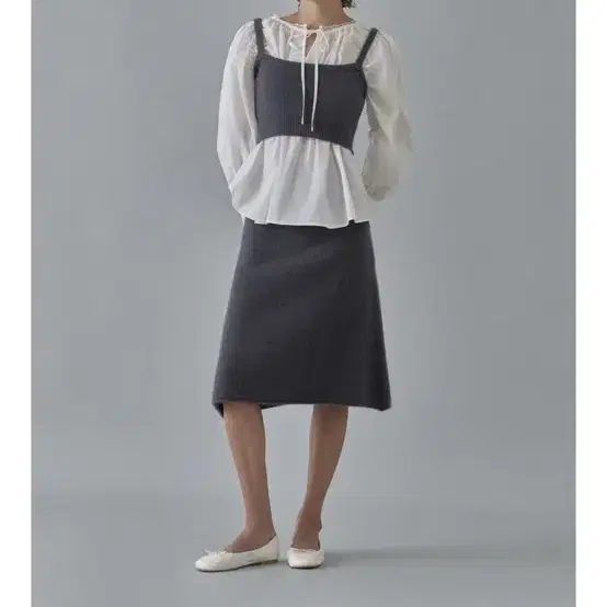 위드아웃썸머  Skin knit skirt_charcoal