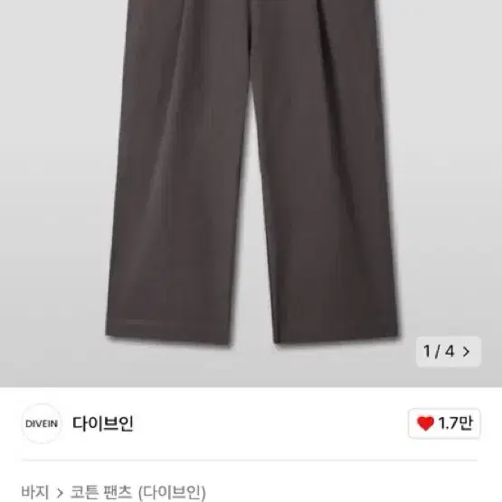 다이브인 베른 원턱 치노 팬츠