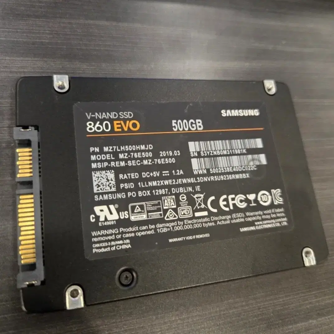 삼성 860 evo 500G SSD + sata3 케이블