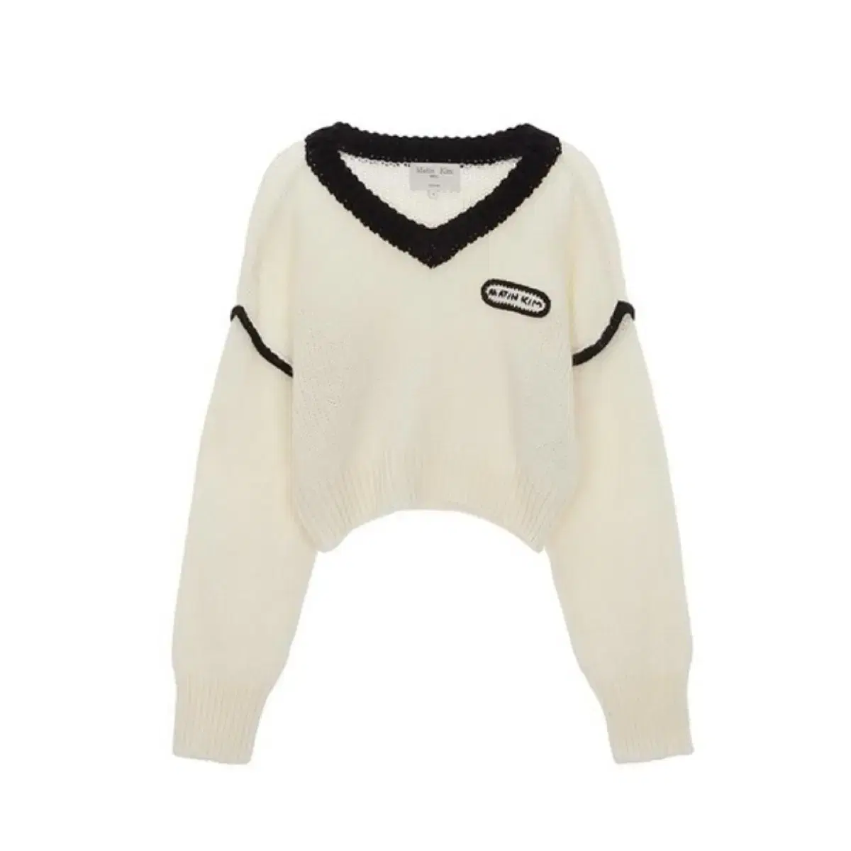 마뗑킴 V NECK COLOR CROP KNIT PULLOVER