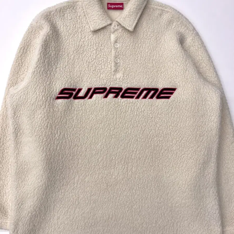 SUPREME 슈프림 아이보리 뽀글이 카라 맨투맨