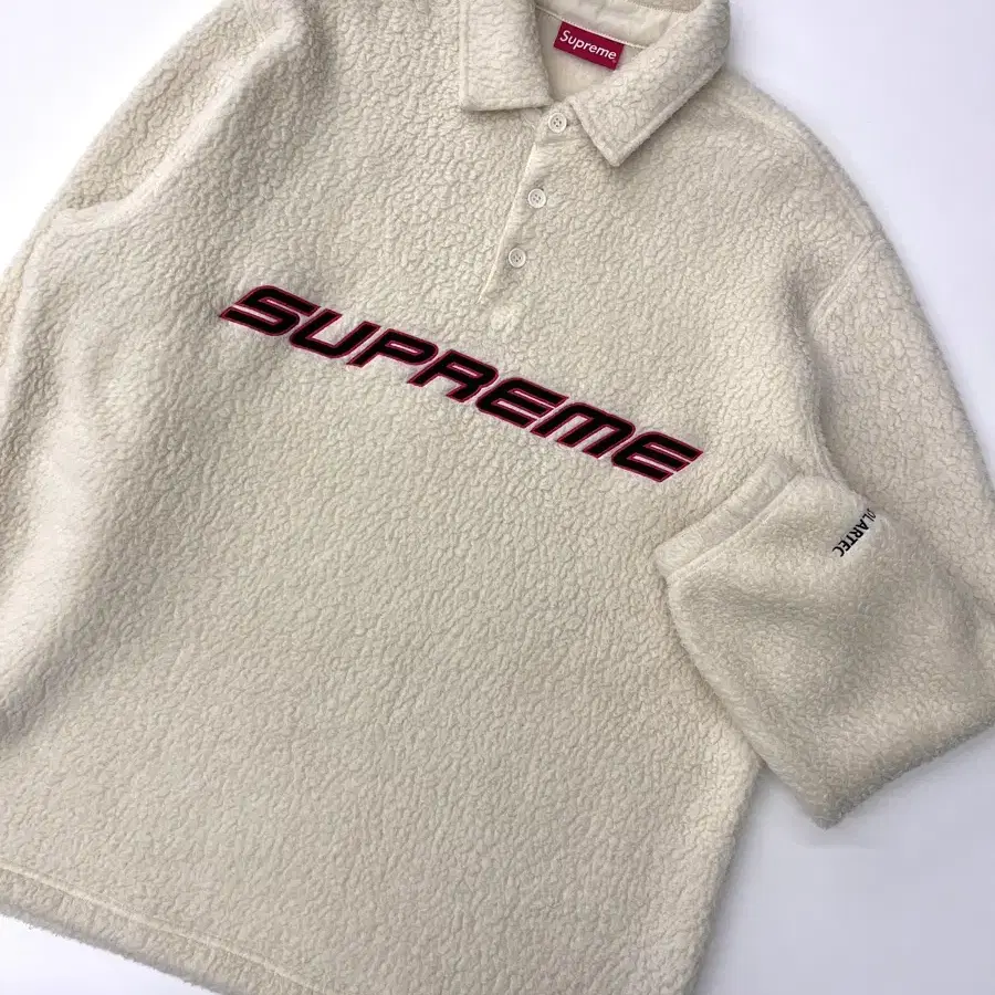 SUPREME 슈프림 아이보리 뽀글이 카라 맨투맨