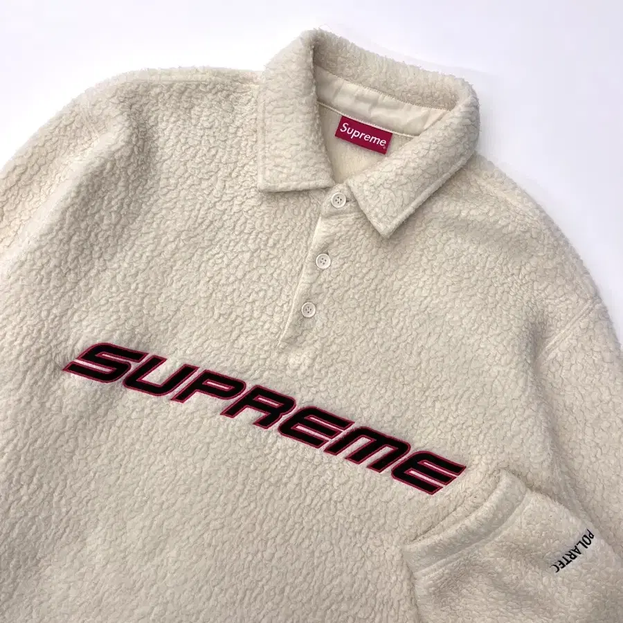 SUPREME 슈프림 아이보리 뽀글이 카라 맨투맨